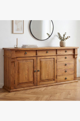 Kommode aus massivem Kiefernholz braun lackiert 175x83x45 cm